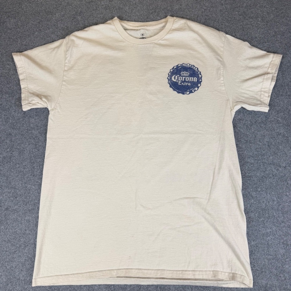 Corona Extra Shirt Men Medium M Cream Ripple Junction Beer Bottle Cap Lime Graph